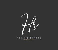 HR Initial letter handwriting and  signature logo. A concept handwriting initial logo with template element. vector