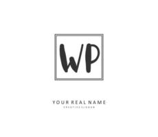 WP Initial letter handwriting and  signature logo. A concept handwriting initial logo with template element. vector