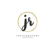 JR Initial letter handwriting and  signature logo. A concept handwriting initial logo with template element. vector