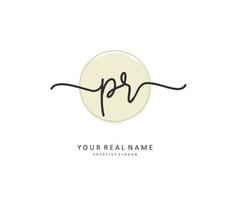 PR Initial letter handwriting and  signature logo. A concept handwriting initial logo with template element. vector