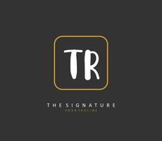 TR Initial letter handwriting and  signature logo. A concept handwriting initial logo with template element. vector