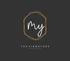 MY Initial letter handwriting and  signature logo. A concept handwriting initial logo with template element. vector