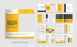 Construction Company Profile Square brochure, architecture portfolio interior portfolio, Vector landscape portfolio.