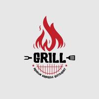 BBQ restaurant grill logo template vector