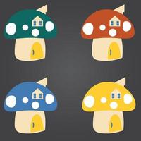 Mushroom House with different colour vector