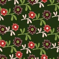 Cute flower seamless pattern in simple style. Hand drawn floral endless background. vector