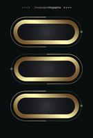 Set of four luxury options on a dark background. groups of three golden infochart template with luxury golden iconsVector multipurpose Infographic templates vector