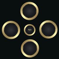 Five circles option vector, luxury, and premium options, set of 5 gold circles buttons infographic, 5 premium elements, golden steps banners vector