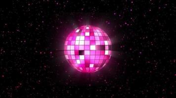 Glowing pink party disco ball with star background video