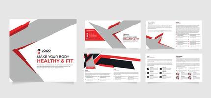 Abstract Corporate modern 8 Pages Fitness, Gym or Health multipage A4 Size Company Profile Brochure Design vector