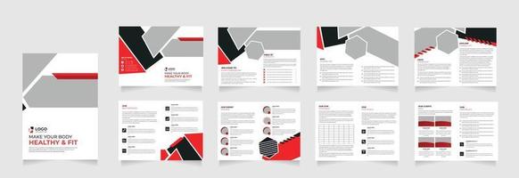16 Pages Creative Business Brochure with modern abstract design. Use for marketing, print, annual report and business presentations vector