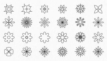 Flower icon set, line drawing of Different type flower icon and clipart vector