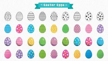 Collection Of Colorful Easter Eggs Vector illustration, Different type of Clipart Design on it