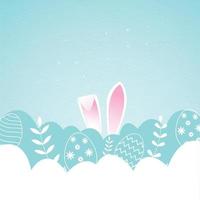 Easter day Background Design with Colorful decorated Eggs and Bunny ears vector