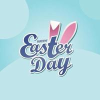 Easter day Poster banner with Happy Easrter Day Typography Logo mnemonic With bunny ears vector