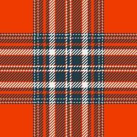 Plaid check pattern in orange and red colors. Seamless fabric texture. Tartan textile print. vector