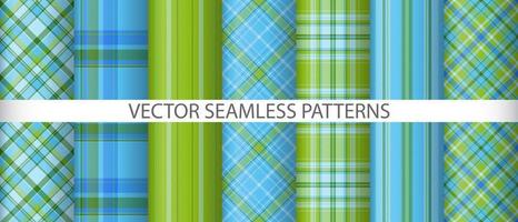 Set vector tartan textile. Fabric pattern plaid. Seamless texture check background.