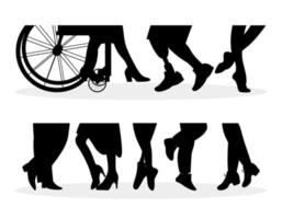 Silhouettes of dancing feet. Different dances. Inclusive dance. International Dance Day. vector