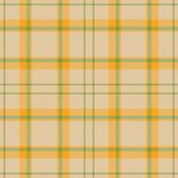 Plaid seamless pattern in yellow. Check fabric texture. Vector textile print.