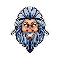 A greek god of zeus logo with long beard and hair vector