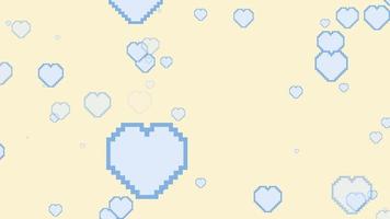 cute pastel pixel blue heart on yellow background video