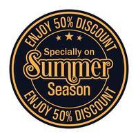 summer sale badge, summer special offer, limited offer seal, label, sticker, tag vector illustration, 50 percent discount only for summer time, special offer for summer time