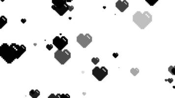 aesthetics black pixel heart motion background video