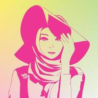 ilustración hermosa hijab mujer, lata ser usado para mundo hijab día. vector ilustración de un niña en un Pañuelo. un musulmán mujer, el bandera gratis vector