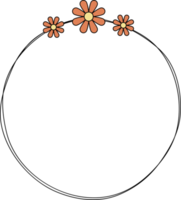 Hand gezeichnet Kreis Rahmen Dekoration Element mit Blumen Clip Kunst png