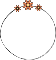hand- getrokken cirkel kader decoratie element met bloemen klem kunst png