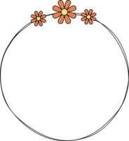 hand dragen cirkel ram dekoration element med blommor klämma konst png