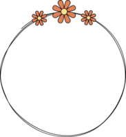 hand dragen cirkel ram dekoration element med blommor klämma konst png