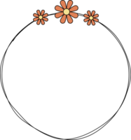 hand dragen cirkel ram dekoration element med blommor klämma konst png