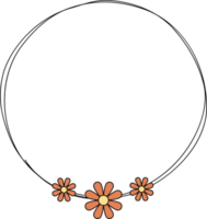main tiré cercle Cadre décoration élément avec fleurs agrafe art png