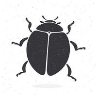 Silhouette of bug top view. Vector illustration. Insect in nature. Pattern for packaging, signboards, showcases, textiles, clothes, emblems, greeting cards. Isolated white background