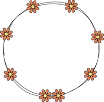 hand dragen cirkel ram dekoration element med blommor klämma konst png