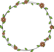 hand dragen cirkel ram dekoration element med löv och blommor klämma konst png