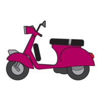 scooter trasporto piatto disegno, classico scooter e colorato stile png