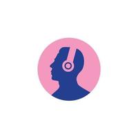 elegante hombre escuchando a música en auriculares vector