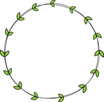 main tiré cercle Cadre décoration élément avec feuilles agrafe art png