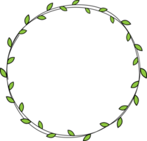 mano dibujado circulo marco decoración elemento con hojas acortar Arte png