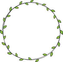 hand- getrokken cirkel kader decoratie element met bladeren klem kunst png