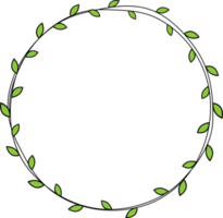 mano disegnato cerchio telaio decorazione elemento con le foglie clip arte png
