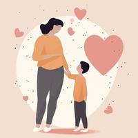 mothers day woman with son and hearts vector