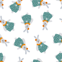 Easter bunny seamless pattern holiday animals background png