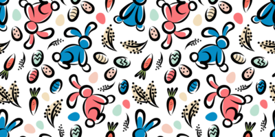 Linear Pattern with bunnies and carrots for Easter png