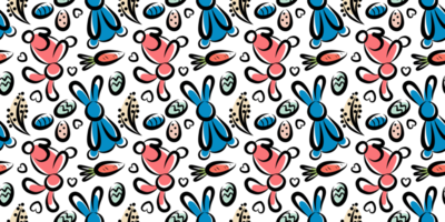 Linear Pattern with bunnies and carrots for Easter png