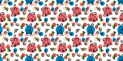 Linear Pattern with bunnies and carrots for Easter png
