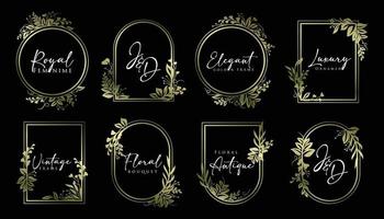 Golden Botanical Frame Vector Collection Set