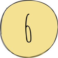 Hand drawn colored round blob with numbers clip art png